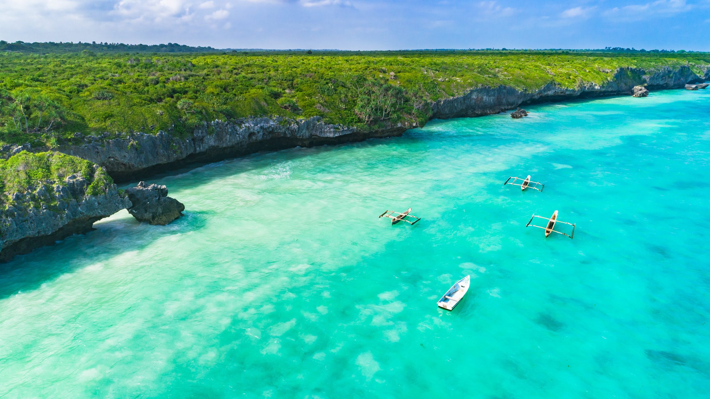 Coral coastline and lagoon on the Zanzibar archipelago